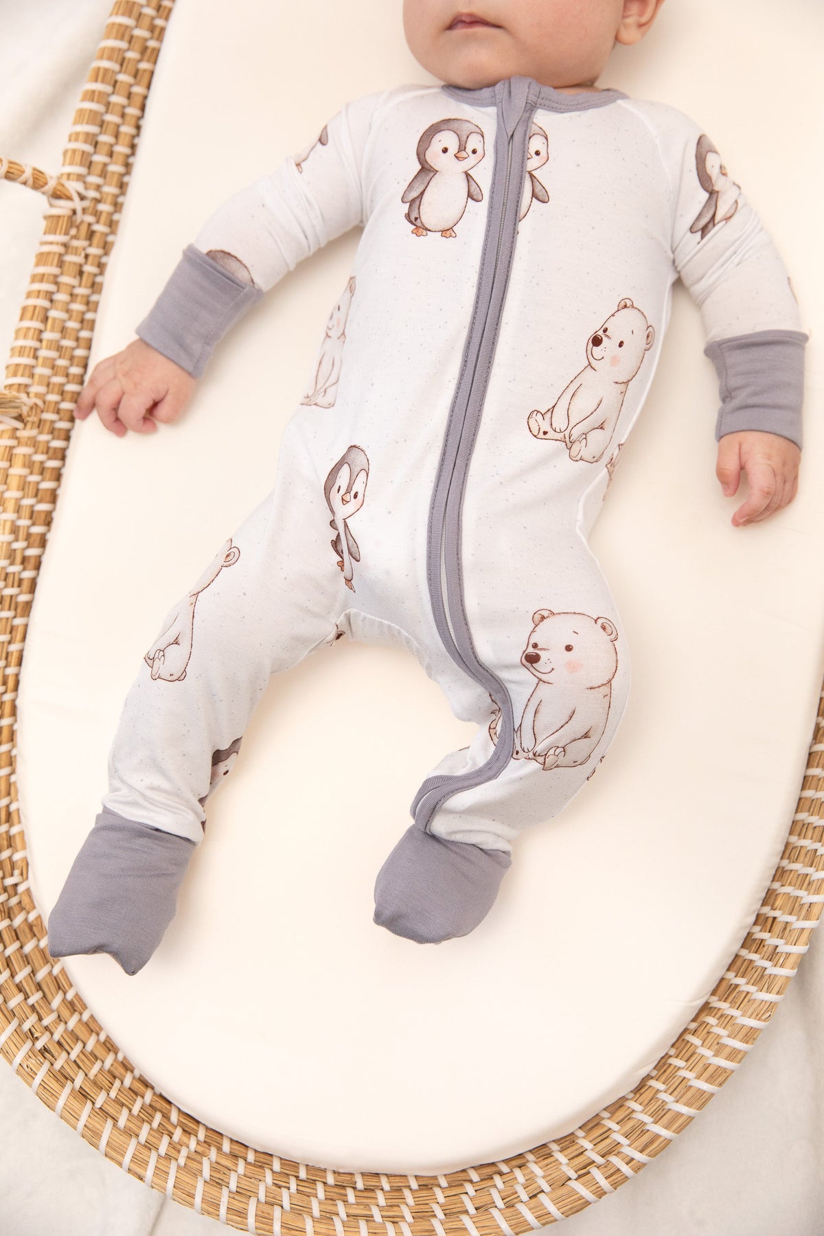 Winter Animals Baby Bamboo Zipper Romper