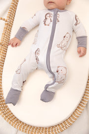Winter Animals Baby Bamboo Zipper Romper