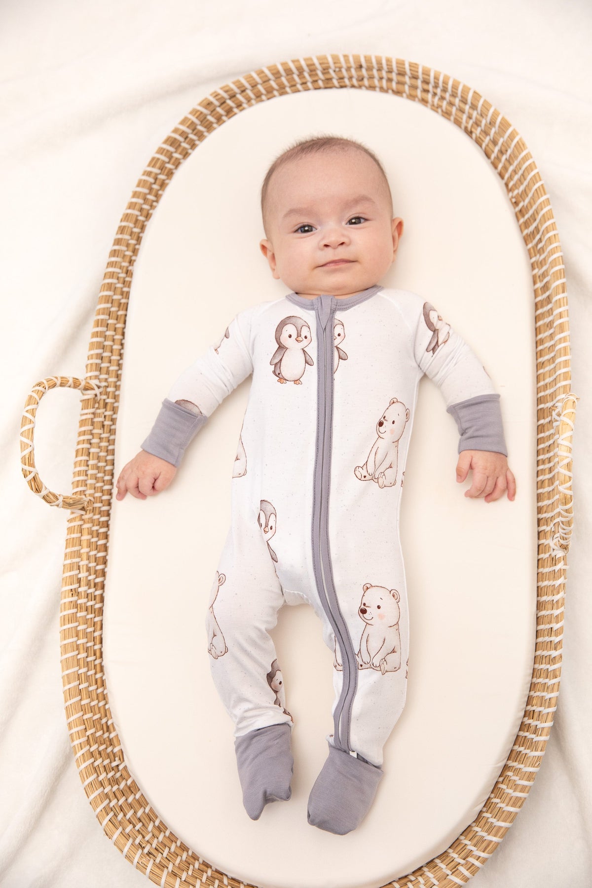 Winter Animals Baby Bamboo Zipper Romper