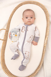 Winter Animals Baby Bamboo Zipper Romper