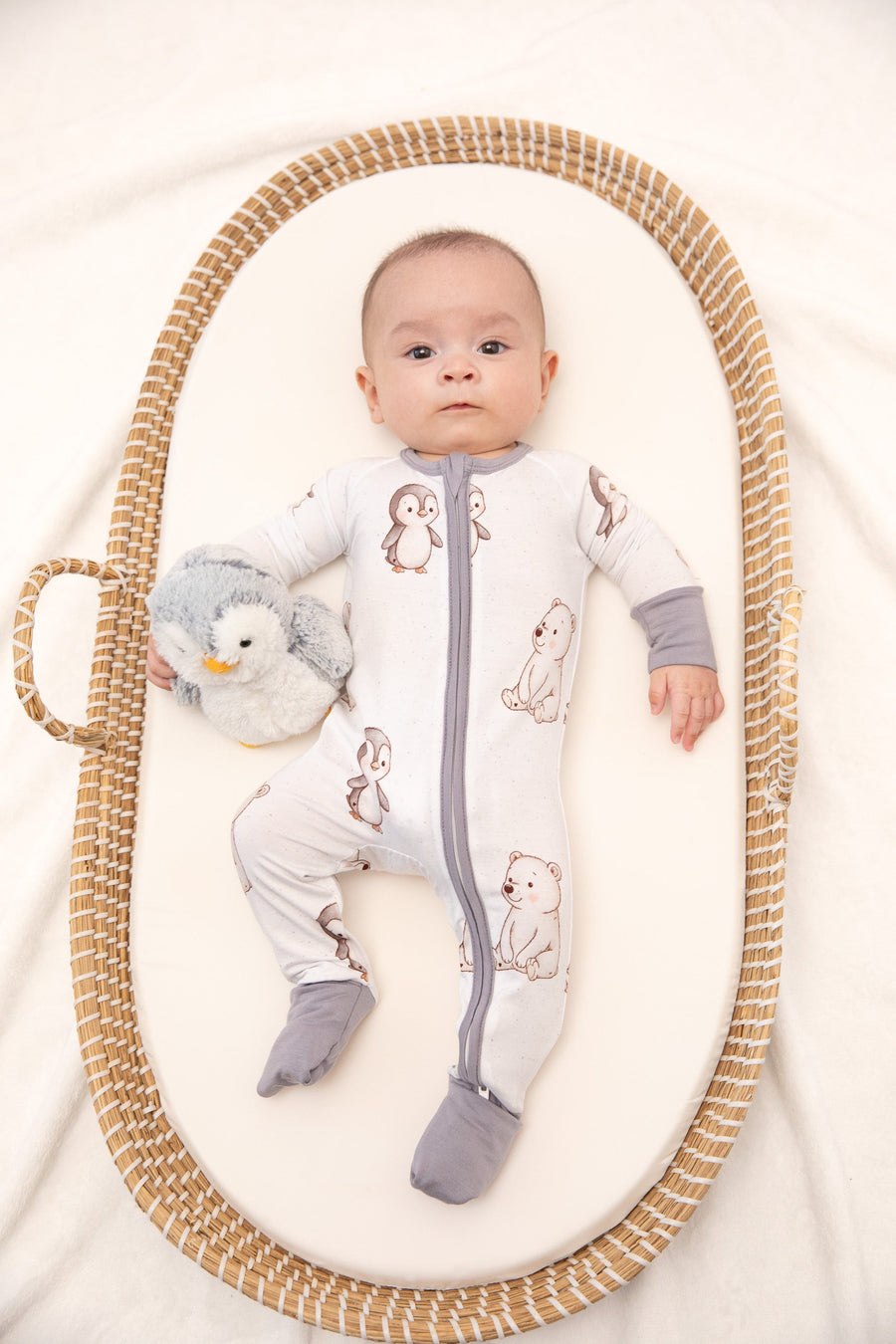 Winter Animals Baby Bamboo Zipper Romper