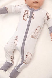 Winter Animals Baby Bamboo Zipper Romper