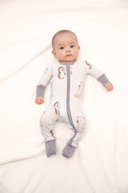 Winter Animals Baby Bamboo Zipper Romper