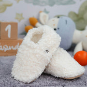 Tedy Baby Booties House Slippers, Non-Slip Sole, Organic Cotton Lining, Home Nursery Shoes White
