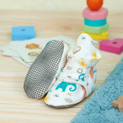 Organic Cotton Baby Booties, Non-Slip Sole, Cotton Newborn Booties Home Nursery Shoes, Elephant