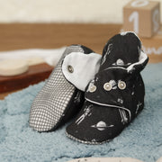 Organic Cotton Baby Booties, Non-Slip Sole, Cotton Newborn Booties Home Nursery Shoes, Dark Space