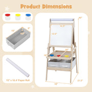 3-in-1 Kids Art Easel with Magnetic Whiteboard & Chalkboard