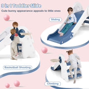 3 in 1 Toddler Slide Baby Slide Climber Playset with Basketball Hoop and Basketball