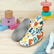 Organic Cotton Baby Booties, Non-Slip Sole, Cotton Newborn Booties Home Nursery Shoes, Alphabet