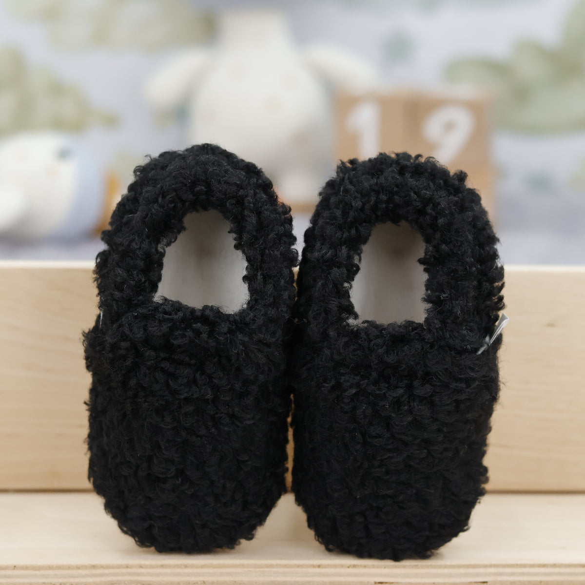 Teddy Soft Sole Baby Slippers – Black