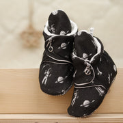 Organic Cotton Baby Booties, Non-Slip Sole, Cotton Newborn Booties Home Nursery Shoes, Dark Space