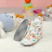 Organic Cotton Baby Booties, Non-Slip Sole, Cotton Newborn Booties Home Nursery Shoes, Rainbow