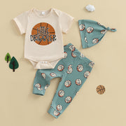 Childrens Basketball Onesie And Long Pants 3-piece Set