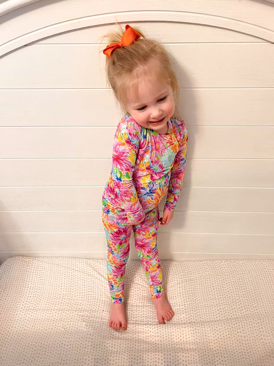 Neon Floral Bamboo Toddler 2 Piece Set