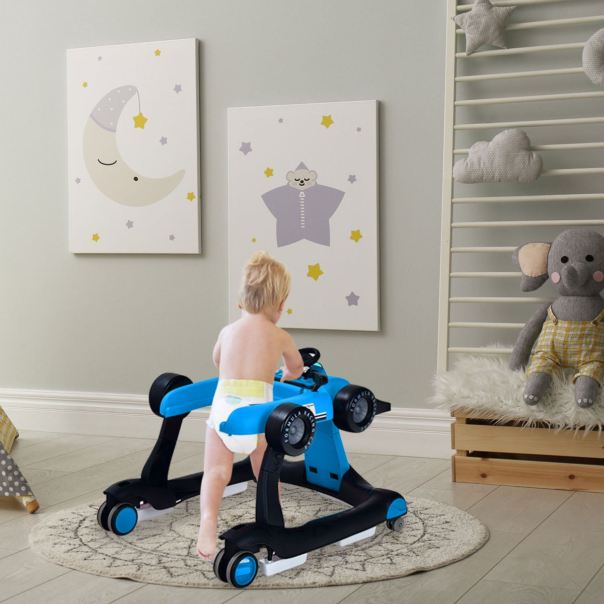 5-in-1 Baby Walker with Adjustable Height and Speed for Boys Girls 6-18 Months
