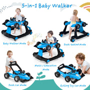 5-in-1 Baby Walker with Adjustable Height and Speed for Boys Girls 6-18 Months