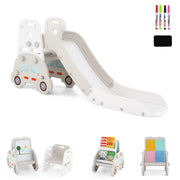 5 in 1 Convertible Toddler Slide Set Kids Art Easel with Stool and Book Rack