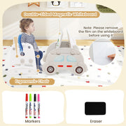 5 in 1 Convertible Toddler Slide Set Kids Art Easel with Stool and Book Rack