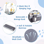 5-in-1 Portable Baby Beside Sleeper Bassinet Crib Playard with Diaper Changer-Gray