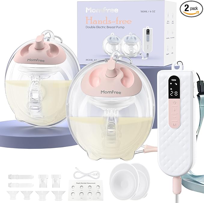 Breast Pump Hands Free K3 Updated,Wearable Breastfeeding Pump with Soft Double-Seal Flange,1800mAh Long Battery Life & LED Display, 3 Modes & 9 Levels Electric Breast Pumps Portable 15-24mm