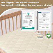 Lofe Organic Cotton Crib Mattress Protector - Top&Side Waterproof, 100% Waterproof Crib Mattress Protector, Breathable Baby Crib Mattress Cover, Toddler Crib Mattress Fitted 52x28x9 in