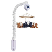 Lambs & Ivy Playful Elephant Blue/White Musical Baby Crib Mobile Soother Toy