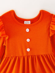 Girls Fall Pumpkin Print Set