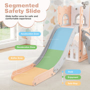 6-in-1 Toddler Slide L-shaped Playground with Basketball Hoop and Ladder
