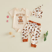 Western Cowboy Romper, Pants, And Hat Three-piece Set