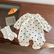Stylish Polka-dot Romper For Baby Boys And Girls