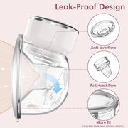 Wearable Breast Pump Hands Free of Longer Battery Life & LED Display, Portable Electric Breast Pump with 3 Modes & 9 Levels & Low Noise, 24 mm Flange, 2 Pcs White