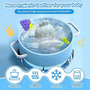 Baby Teething Toys(5 Pack) - Tinabless Infant Teething Keys&Silicone Teething Mitten for Babies Over 3 Months, BPA-Free, Natural Organic Freezer Safe for Infants and Toddlers(Blue)