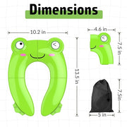 Portable Potty Seat for Toddler Travel - Foldable Non-Slip Potty Training Toilet Seat Cover for Boys Girls, Baby Kids with Drawstring Bag (Green Frog)