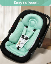 Infant Car Seat Insert, Enlarged Head Support for Baby Carseat, Reversible Newborn Insert with 3 Strap Covers, 2-in-1 Baby Car Seat Cushion for Stroller, Swing, Bouncer, Rocker - Blue Giraffe