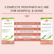 Organyc Hospital Postpartum Pads, 100% Certified Organic Cotton Inside and Out for Women, for First Days After Delivery, 12 Counts