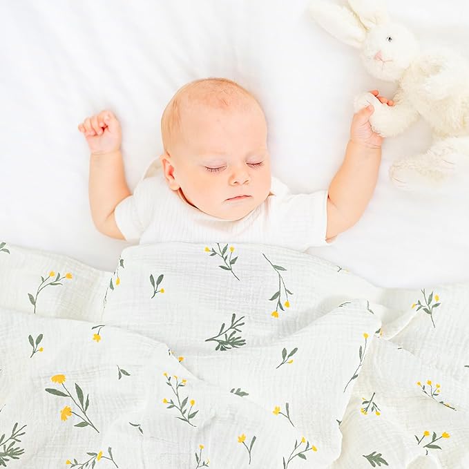 GLLQUEN BABY Muslin Swaddle Blankets for Girls Boy, 4-Pack Baby Blankets for Girl Boy, Newborn Receiving Blanket, Baby Swaddle Blanket Unisex, Baby Essentials, Registry & Gift, 40 x 38 inches