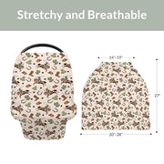 Country Western Car Seat Cover for Baby Cowboy Hat Boots Horse Cactus Stretchy 5-in-1 Covers Adjustable Car Canopy Breastfeeding Cover Wild West Desert Breathable Nursing Cover-Up