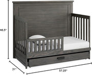 Delta Children Simmons Kids Caden 6-in-1 Convertible Crib with Trundle Drawer, Greenguard Gold Certified, Rustic Grey