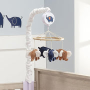 Lambs & Ivy Playful Elephant Blue/White Musical Baby Crib Mobile Soother Toy
