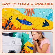 Baby Play Mat - Thicken 71x59 Inch Soft Foam Crawling Mat for Playpen & Floor, Non-Slip Waterproof Playmats for Infants & Toddlers, Portable Foldable & Machine Washable, Ocean World