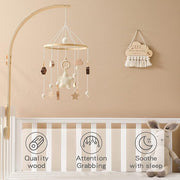 Baby Crib Mobile with Arm Boho Star Moon Nursery Mobile Set Wooden Baby Mobile Holder for Hanging Nursery Decor Ceiling Mobile