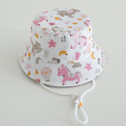 Printed Bucket Hat Cute Car Dinosaur Summer Beach Pure Cotton Fisherman Hat For Babies