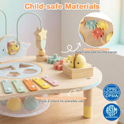 7-in-1 Toddler Activity Table Montessori Sensory Toy for 12 Month+ Wooden Musical Play Table