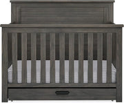Delta Children Simmons Kids Caden 6-in-1 Convertible Crib with Trundle Drawer, Greenguard Gold Certified, Rustic Grey