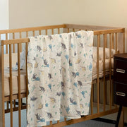 Muslin Swaddle Blankets for Newborn, 3 Pack Breathable Soft Receiving Blanket, Large 38 x 40 inches Swaddle Wrap Burping Clothes Diapers, Essentials Infant Shower Items, Toddler Gift (Blue Dinosaur)