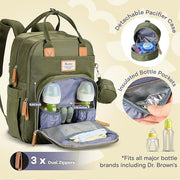 RUVALINO Diaper Bag Backpack - Multifunction Travel Back Pack Maternity Baby Changing Bags, Diaper Changing Totes, Large Capacity, Waterproof and Stylish, Baby Travel Essential, Army Green