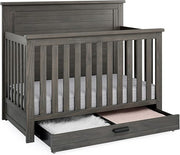 Delta Children Simmons Kids Caden 6-in-1 Convertible Crib with Trundle Drawer, Greenguard Gold Certified, Rustic Grey