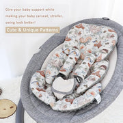 Infant Car Seat Insert, Car Seat Head Support Baby Girls Boys, Soft & Reversible Newborn Carseat Insert Cushion with 2 Strap Covers, for Stroller, Swing, Bouncer (Gray Animals)