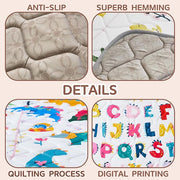 Baby Play Mat - Thicken 50x50 Inch Soft Foam Crawling Mat for Playpen & Floor, Non-Slip Waterproof Playmats for Infants & Toddlers, Portable Foldable & Machine Washable, Dinosaur & Letters