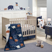 Lambs & Ivy Playful Elephant Blue/White Musical Baby Crib Mobile Soother Toy